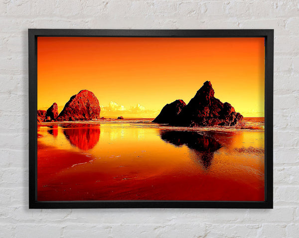 Reflections Of The Rocky Ocean Framed Print