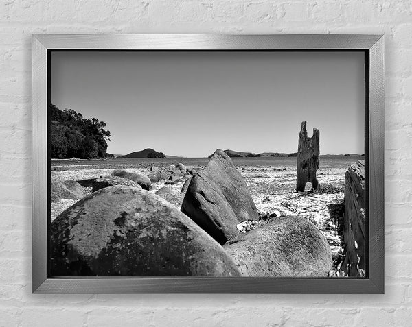 Bolders Of The Seas B n W Framed Print