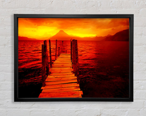 Red Pier Mountain View Framed Print