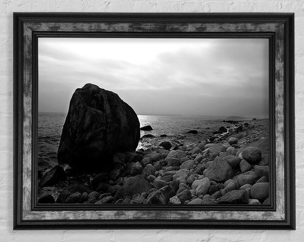 The Rock That Blocks The Sun B n W Framed Print