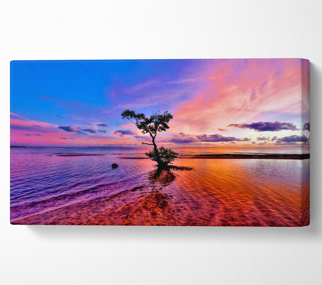  A Canvas Print of Ocean Tree Dusk Canvas Art