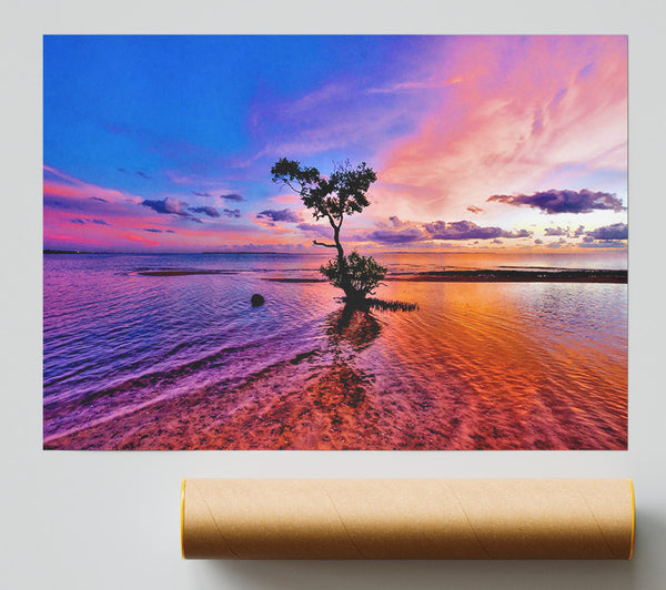 Ocean Tree Dusk Print