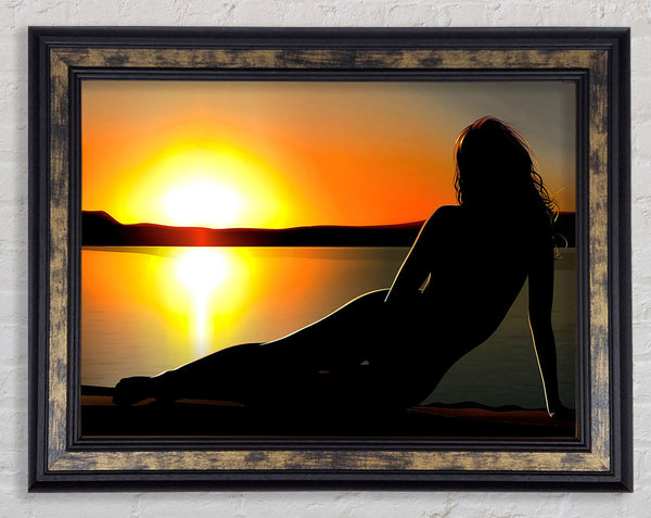 Woman In The Shade Framed Print