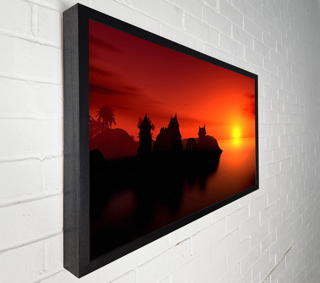  A Canvas Print of Sunset Village By The Sea Canvas Print