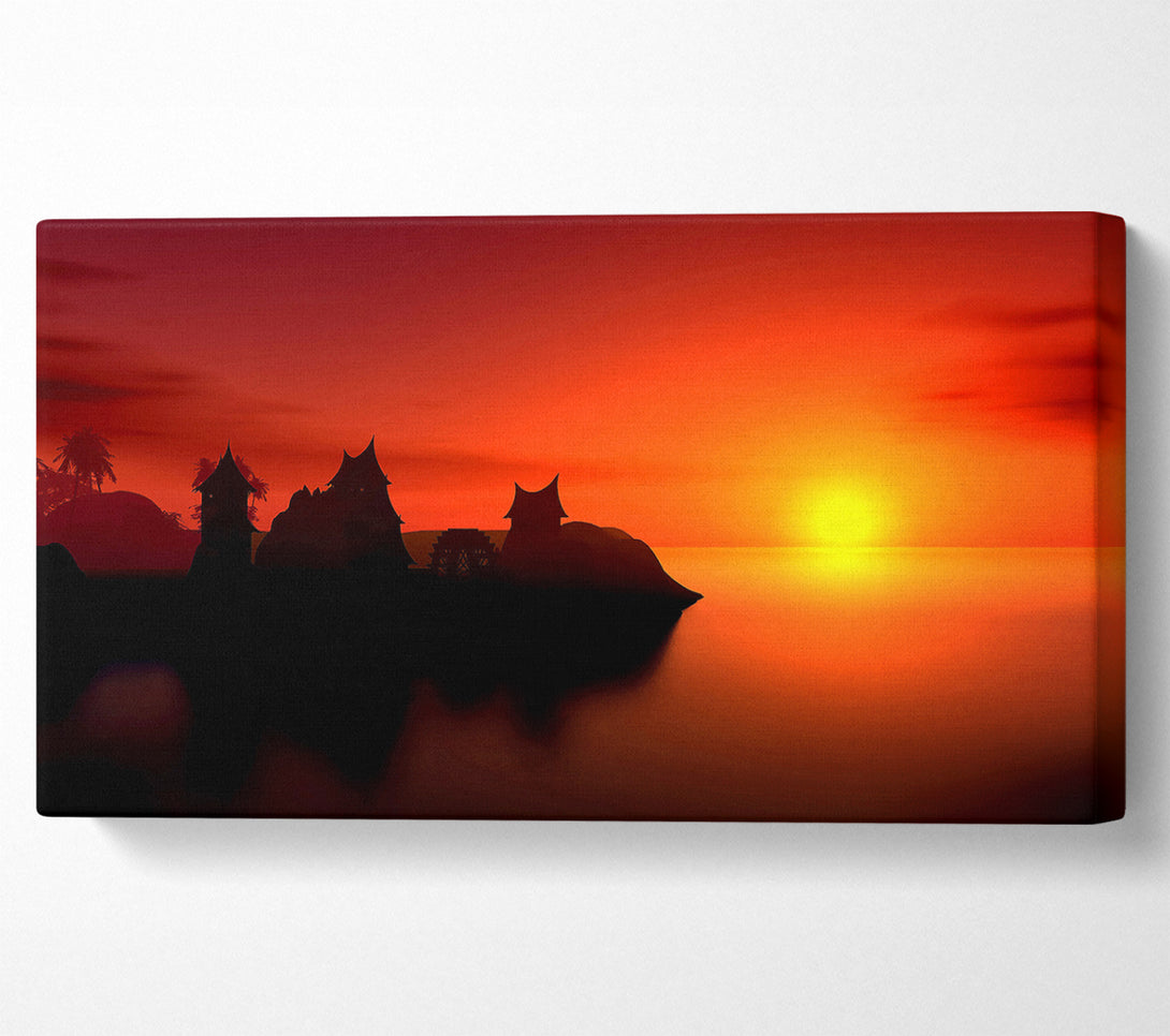  A Canvas Print of Sunset Village By The Sea Canvas Print