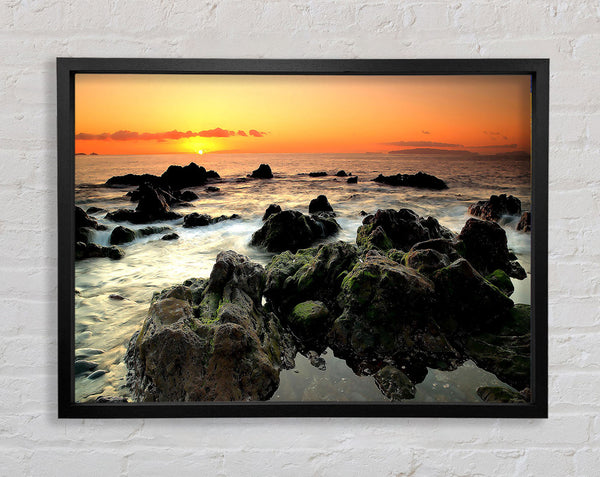 Sea Shore Sunset Framed Print
