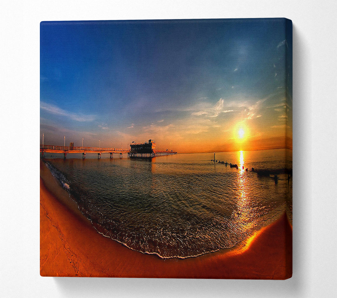  A Canvas Print of Sunrise Ocean View Pier Canvas Art