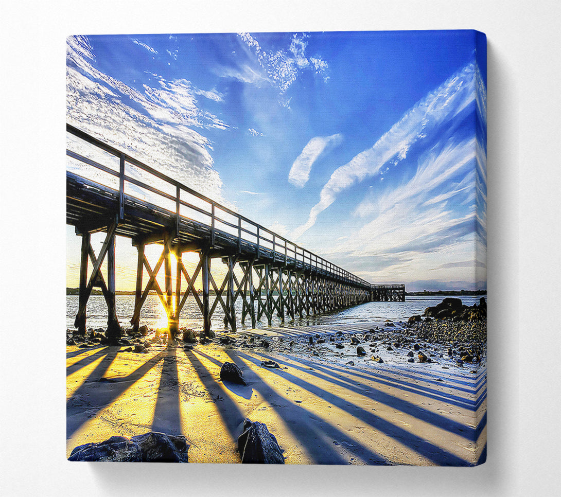  A Canvas Print of Sun Peaks Through The Pier Canvas Art