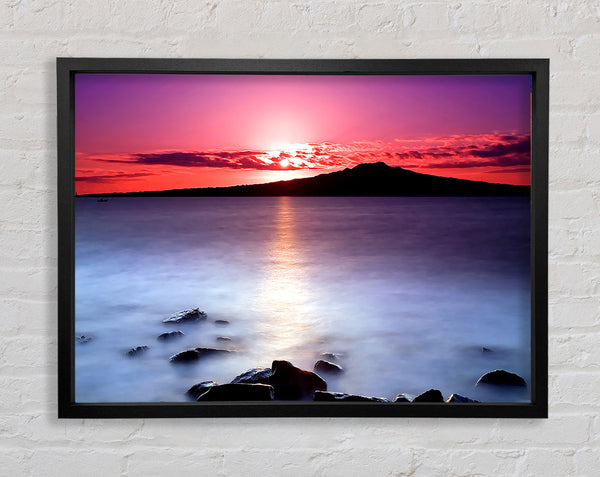 Sunset On The Tranquil Ocean Framed Print