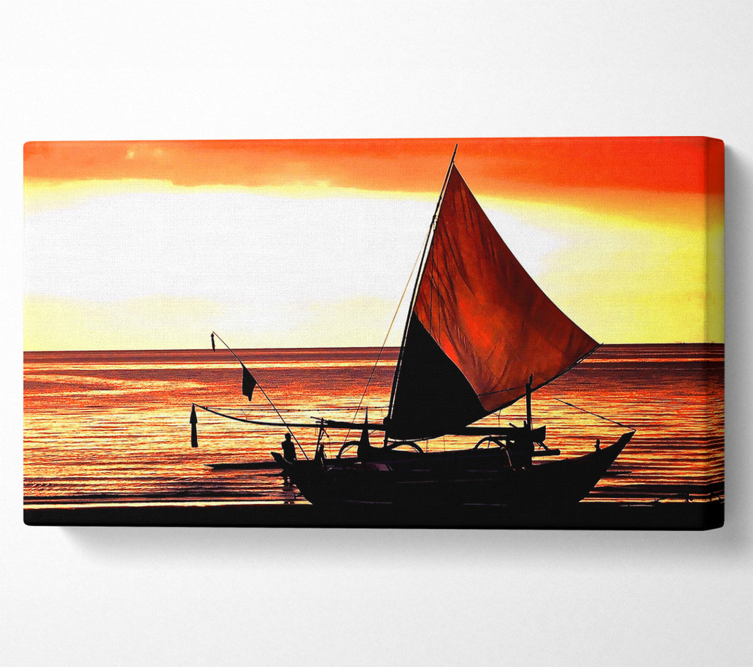  A Canvas Print of Beautiful Sail Boat At Sunset Canvas Art