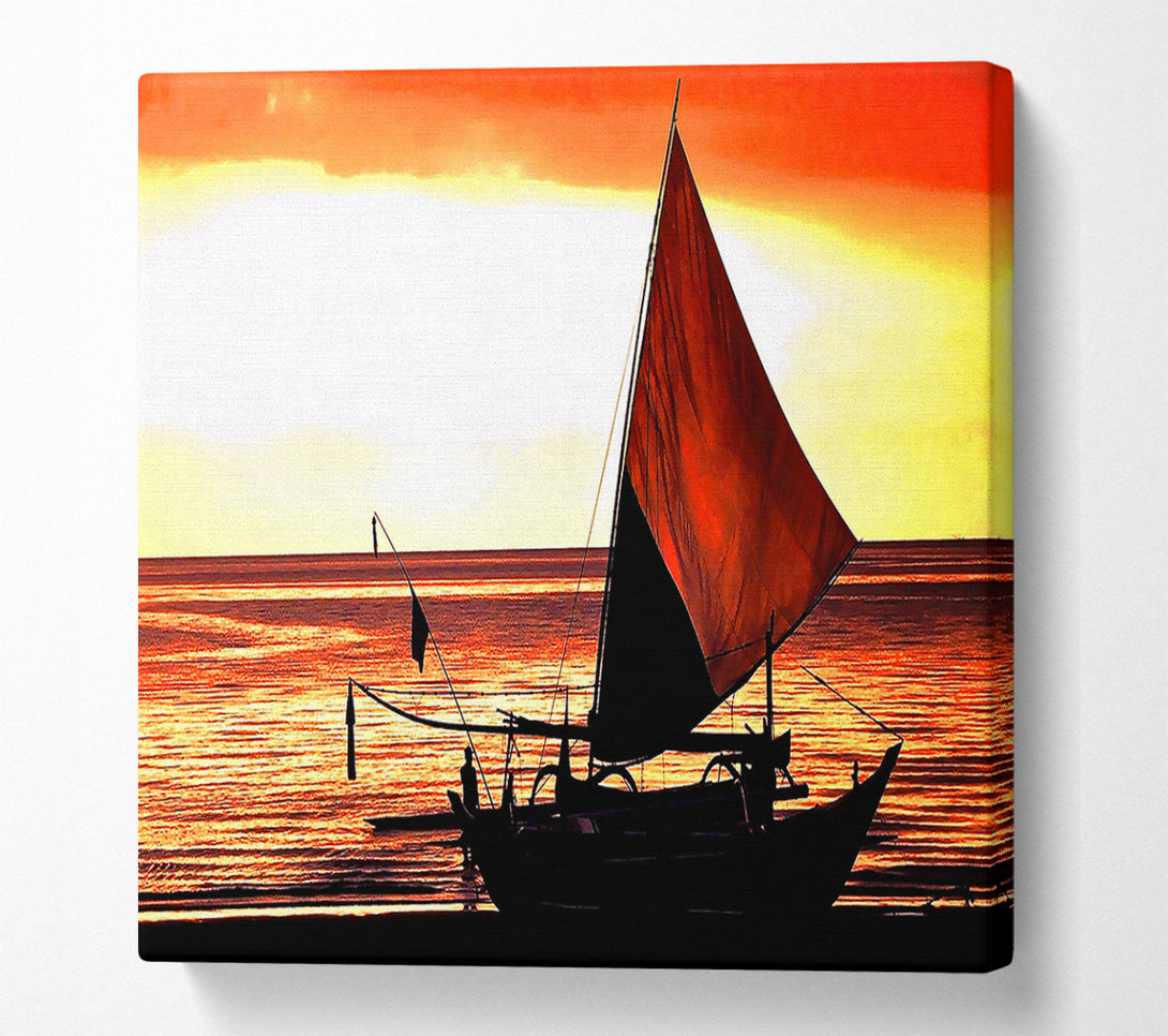  A Canvas Print of Beautiful Sail Boat At Sunset Canvas Art