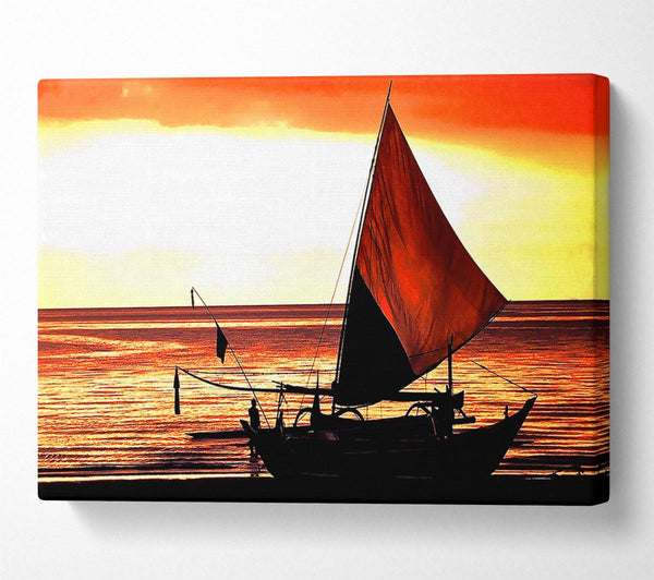  A Canvas Print of Beautiful Sail Boat At Sunset Canvas Art