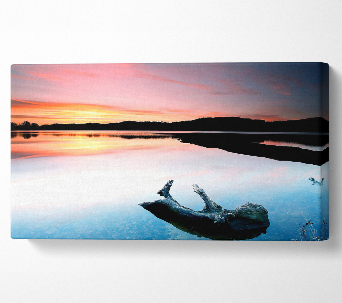  A Canvas Print of Driftwood In The Tranquil Ocean Canvas Wall Art