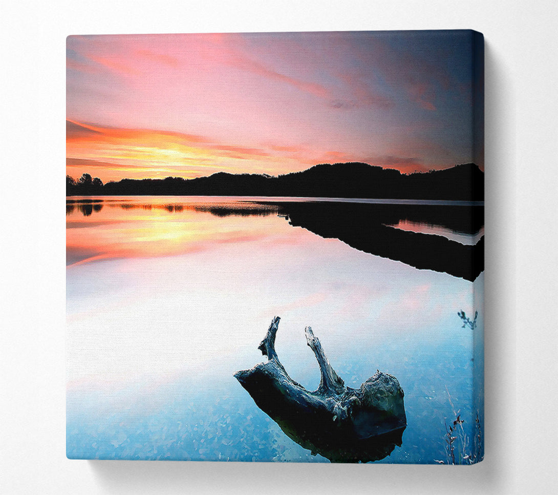  A Canvas Print of Driftwood In The Tranquil Ocean Canvas Wall Art