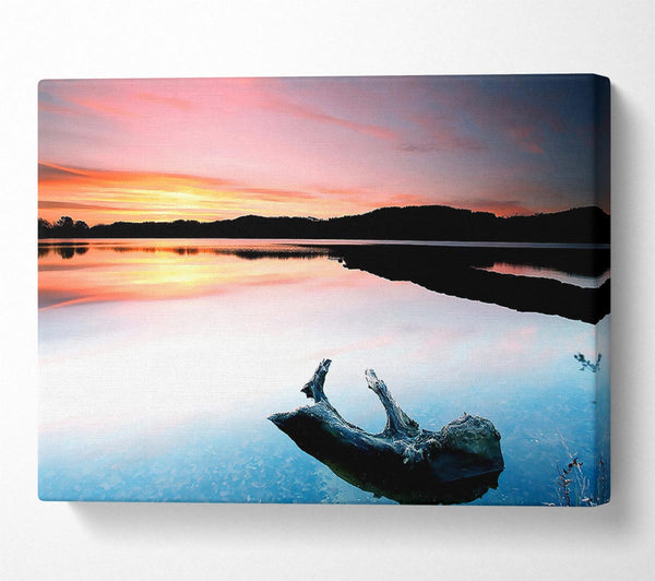  A Canvas Print of Driftwood In The Tranquil Ocean Canvas Wall Art