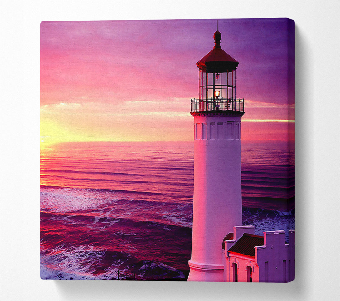  A Canvas Print of Lighthouse Pink Sunset Canvas Art