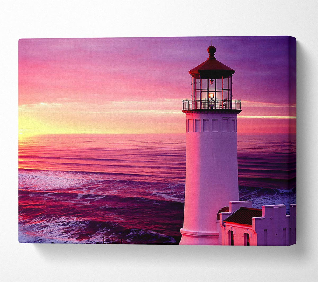  A Canvas Print of Lighthouse Pink Sunset Canvas Art