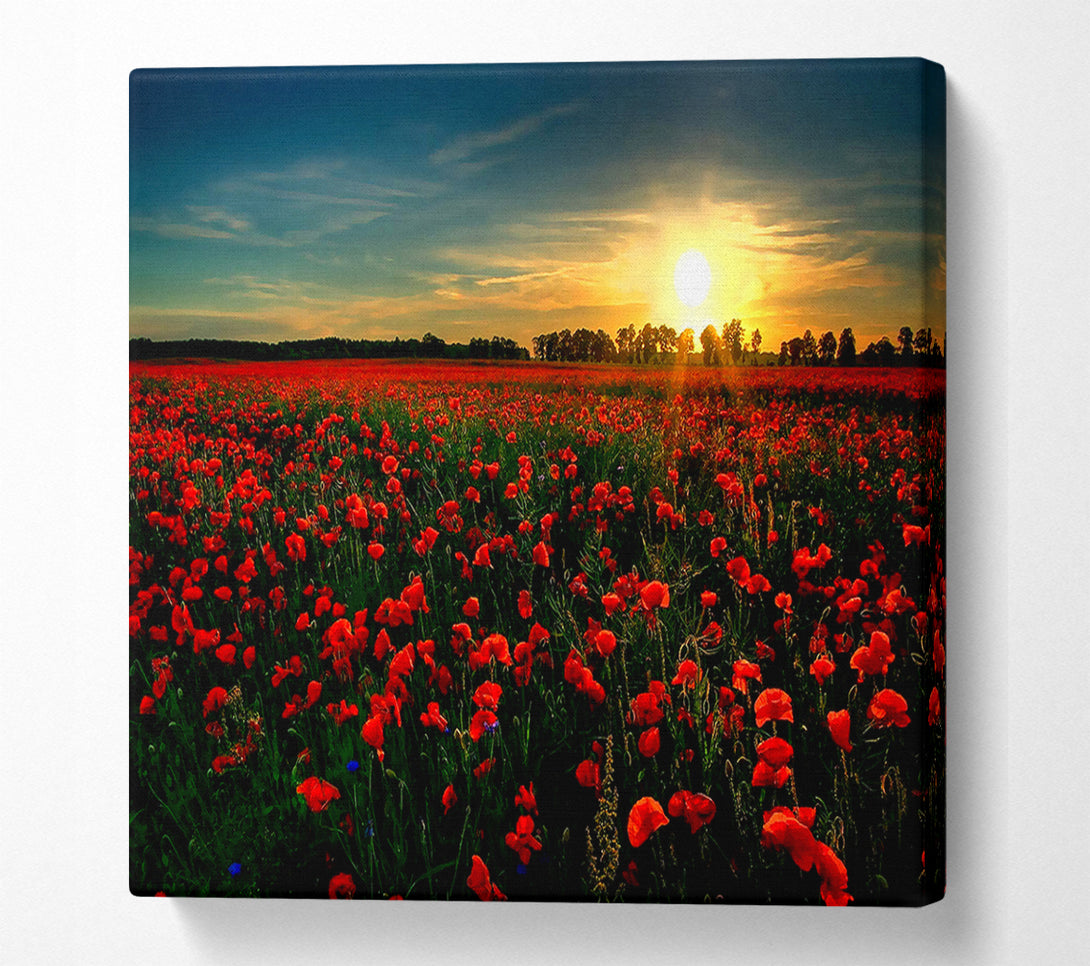 A Canvas Print of Red Flower Garden Canvas Wall Art