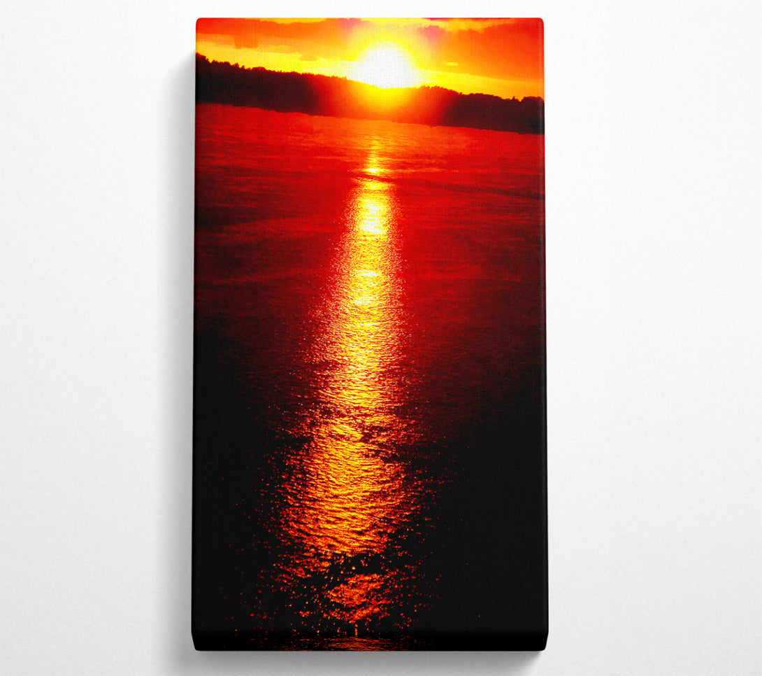  A Canvas Print of Reflections Of The Stunning Red Sun Canvas Wall Art