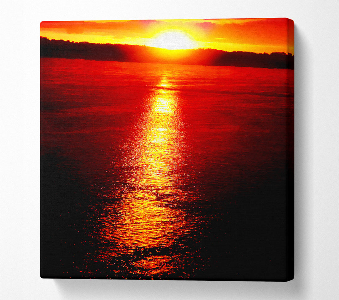 A Canvas Print of Reflections Of The Stunning Red Sun Canvas Wall Art