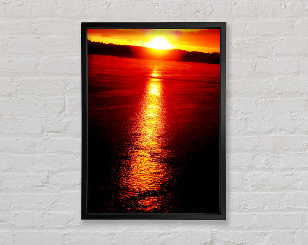 Reflections Of The Stunning Red Sun Framed Print