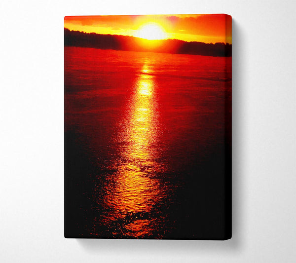  A Canvas Print of Reflections Of The Stunning Red Sun Canvas Wall Art