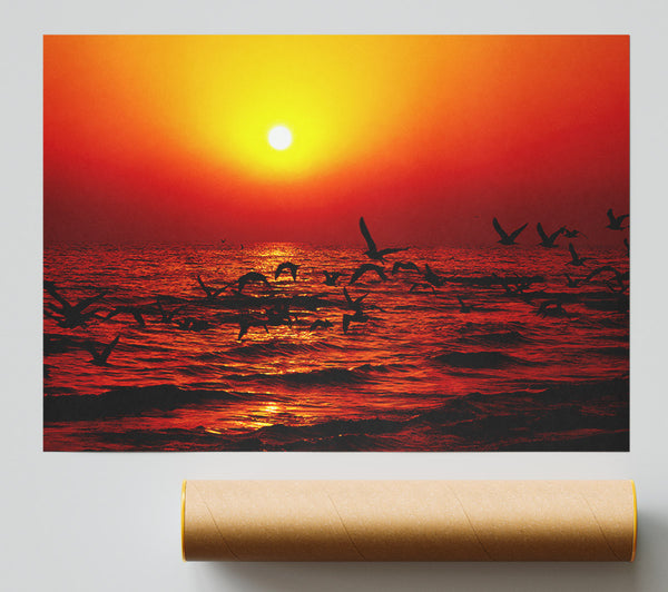 Red Ocean Flight Giclee Print