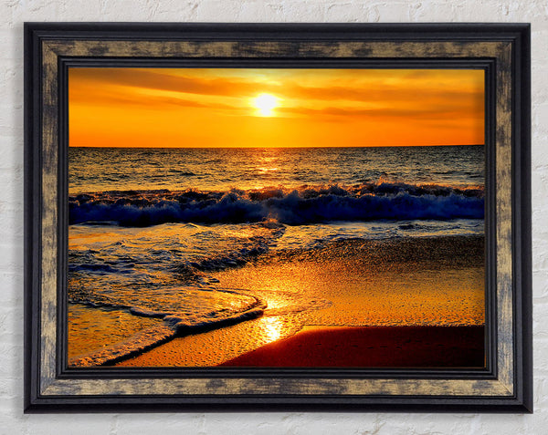 Yellow Ocean Waves Framed Print