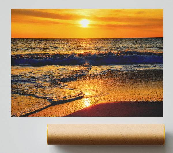 Yellow Ocean Waves Print