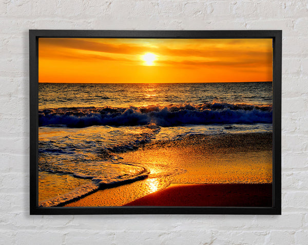 Yellow Ocean Waves Framed Print