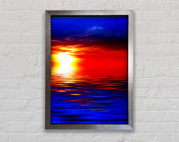 Electric Blue Ocean Sunset Framed Print