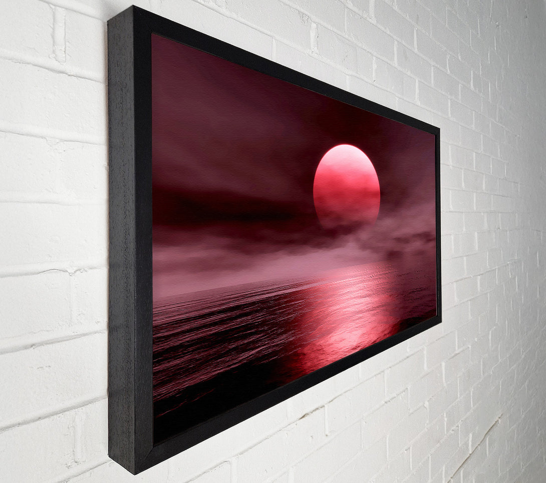  A Canvas Print of The Huge Red Sun Over The Grey Ocean Canvas Art