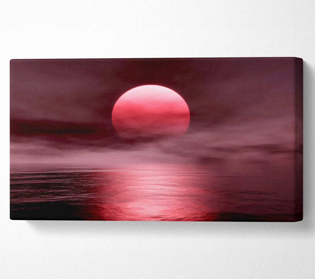  A Canvas Print of The Huge Red Sun Over The Grey Ocean Canvas Art