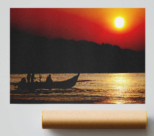 Fishing Under The Ocean Sun Giclee Print