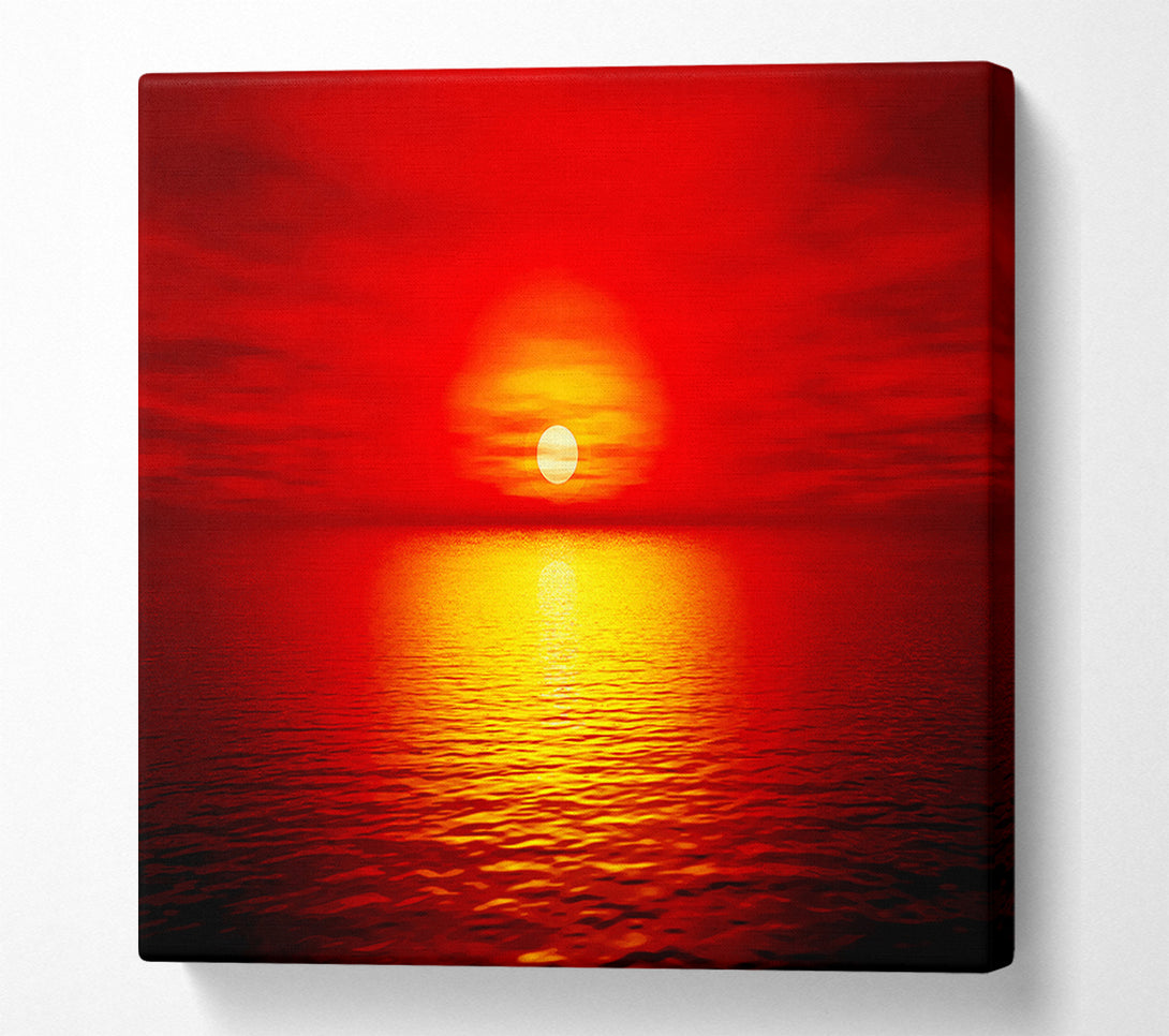  A Canvas Print of Red Skies Over The Golden Ocean Canvas Art