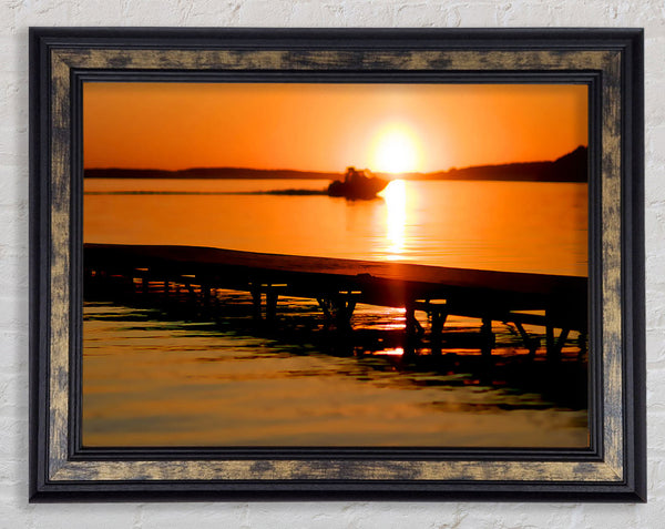 Peach Sunset Jetty Framed Print
