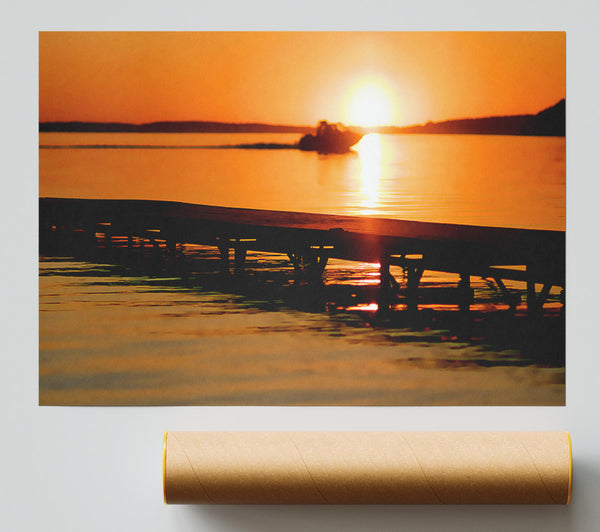 Peach Sunset Jetty Giclee Print