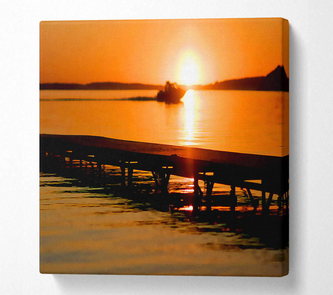  A Canvas Print of Peach Sunset Jetty Canvas Print