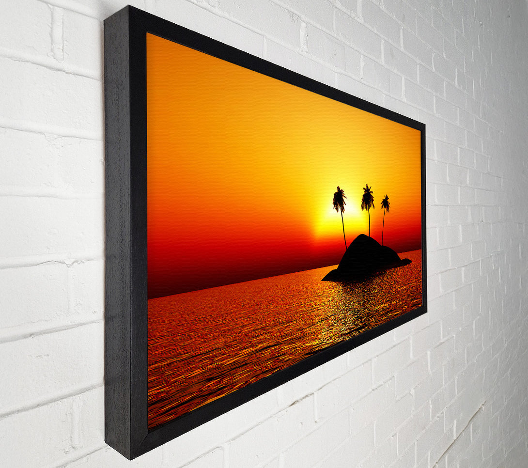  A Canvas Print of Palmtree Island At Sunset Canvas Print