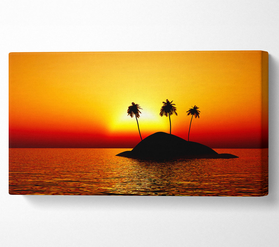  A Canvas Print of Palmtree Island At Sunset Canvas Print