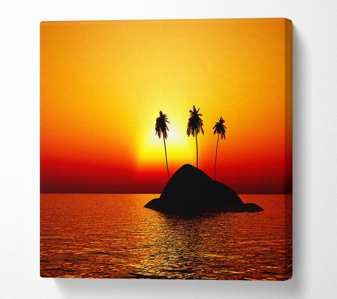  A Canvas Print of Palmtree Island At Sunset Canvas Print