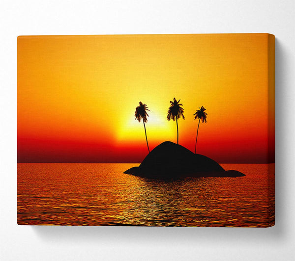  A Canvas Print of Palmtree Island At Sunset Canvas Print