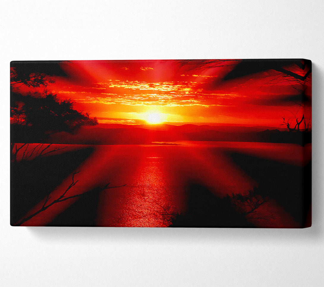  A Canvas Print of Red Sun Rays Canvas Wall Art