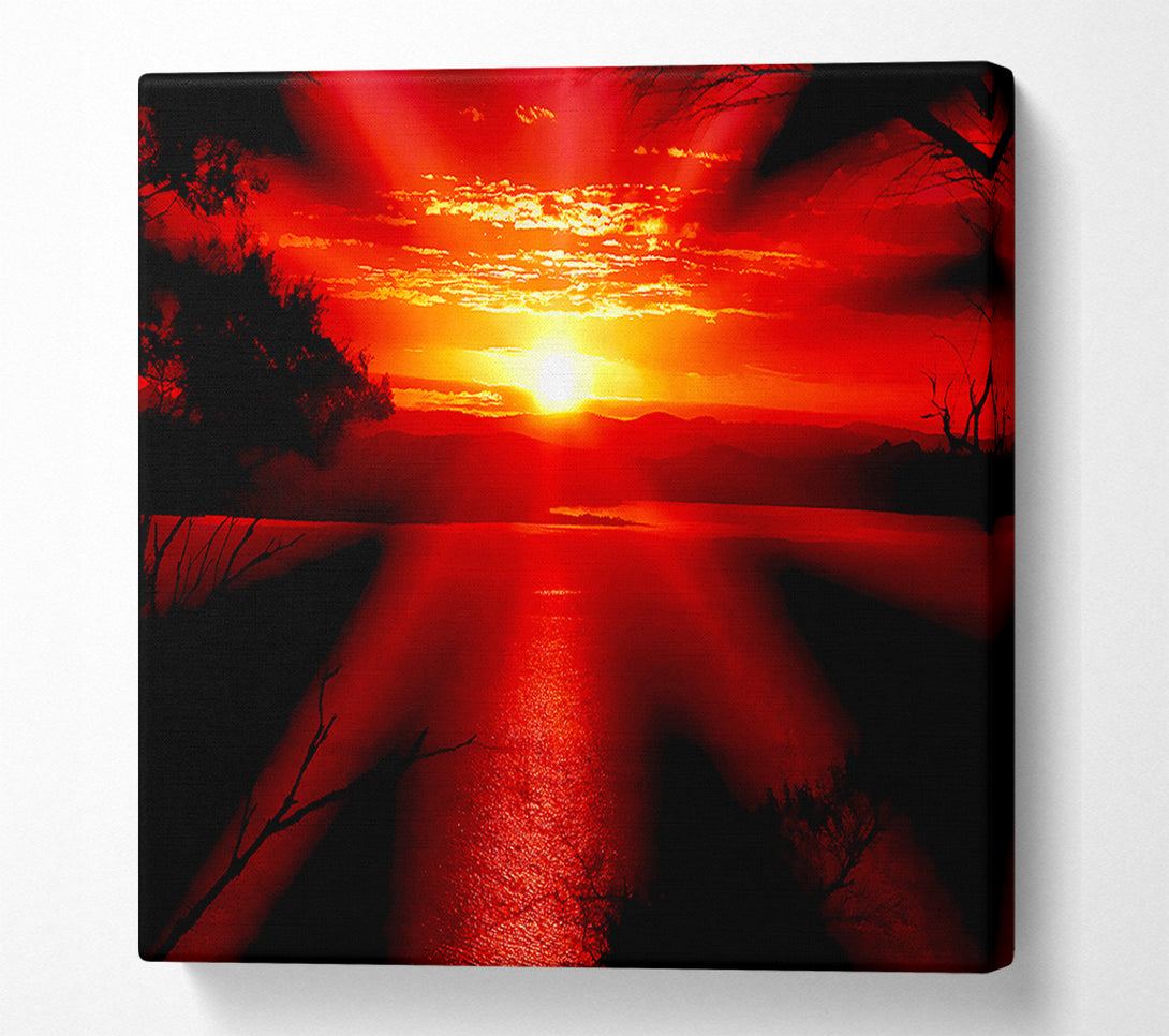  A Canvas Print of Red Sun Rays Canvas Wall Art