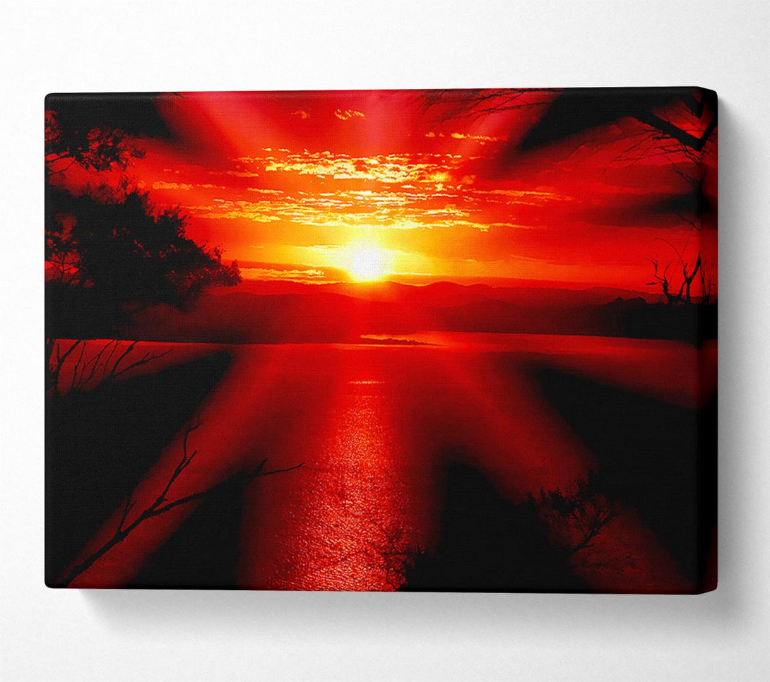  A Canvas Print of Red Sun Rays Canvas Wall Art