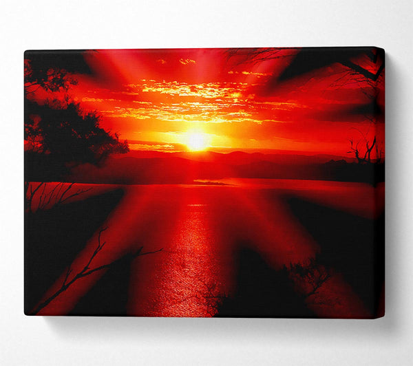  A Canvas Print of Red Sun Rays Canvas Wall Art