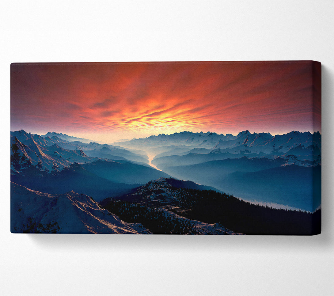  A Canvas Print of Stunning Snow Peaked Mountains At First Light Canvas Art
