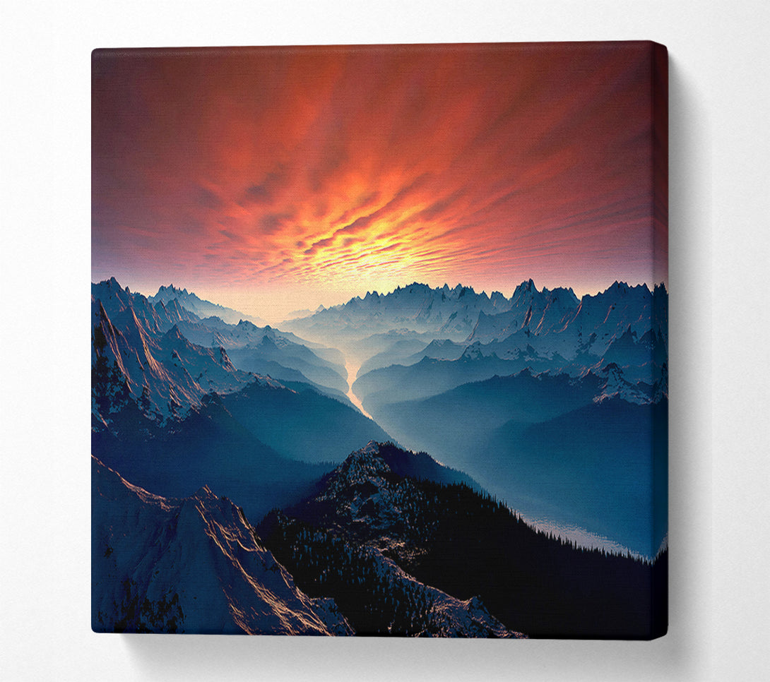  A Canvas Print of Stunning Snow Peaked Mountains At First Light Canvas Art