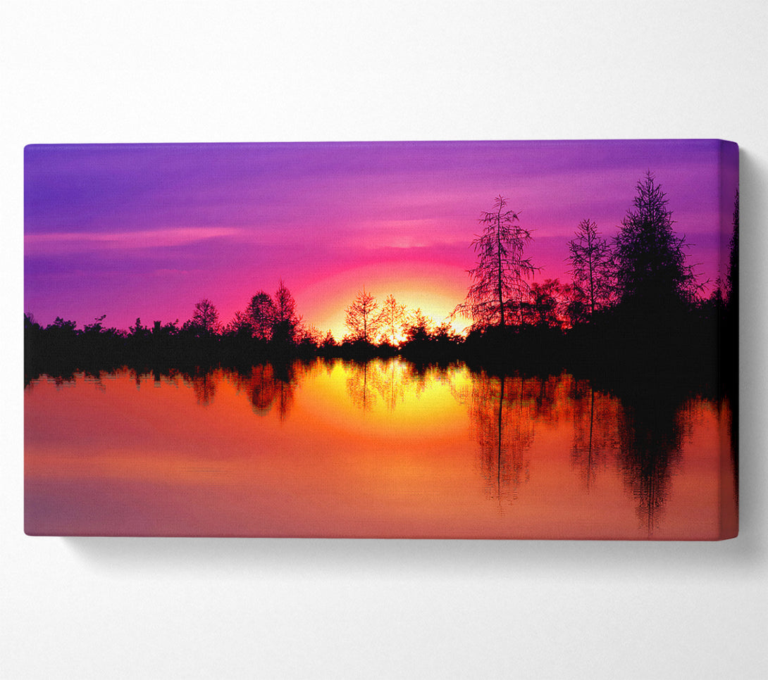  A Canvas Print of As The Sun Sets Over The Lake Canvas Wall Art