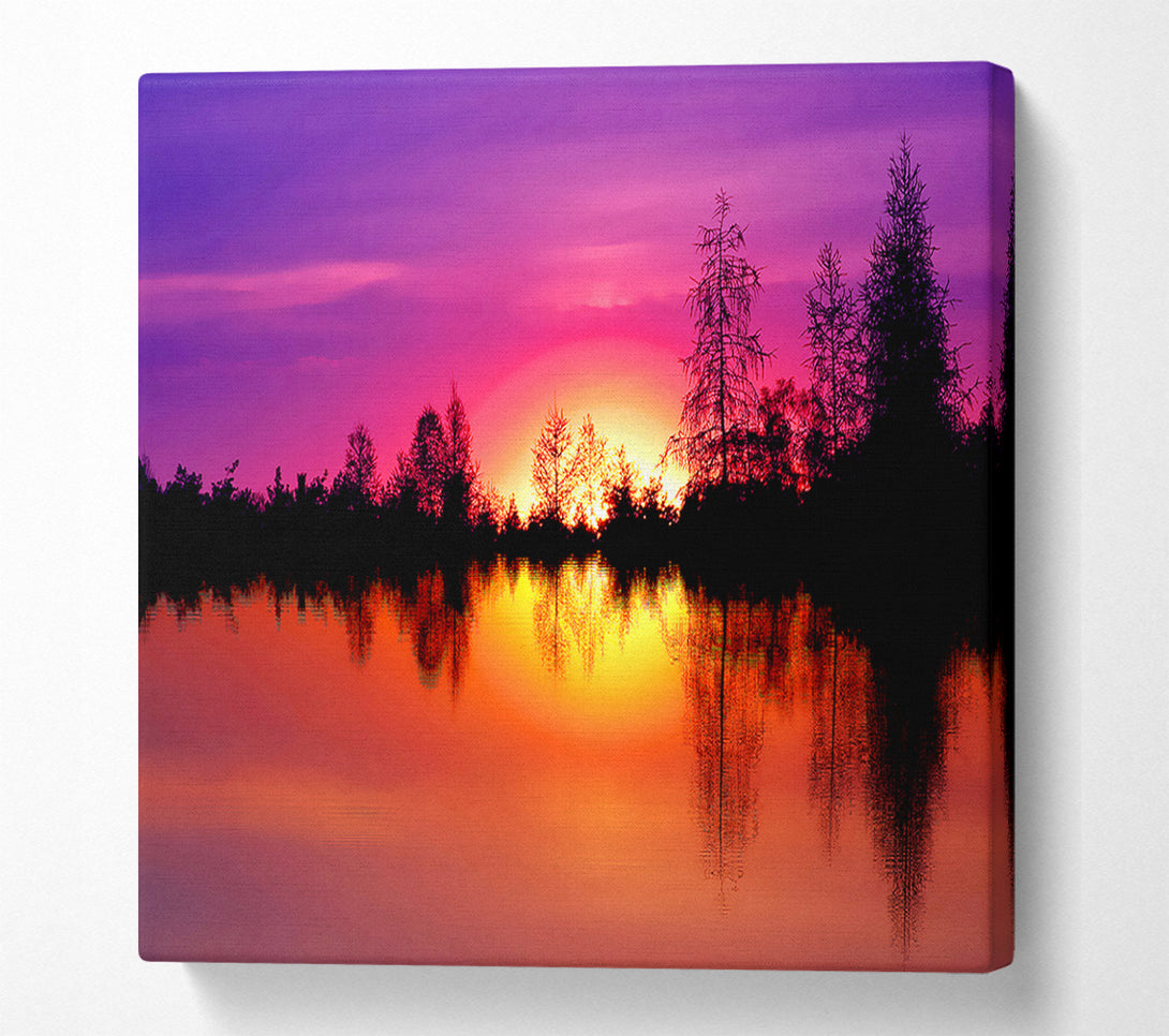  A Canvas Print of As The Sun Sets Over The Lake Canvas Wall Art